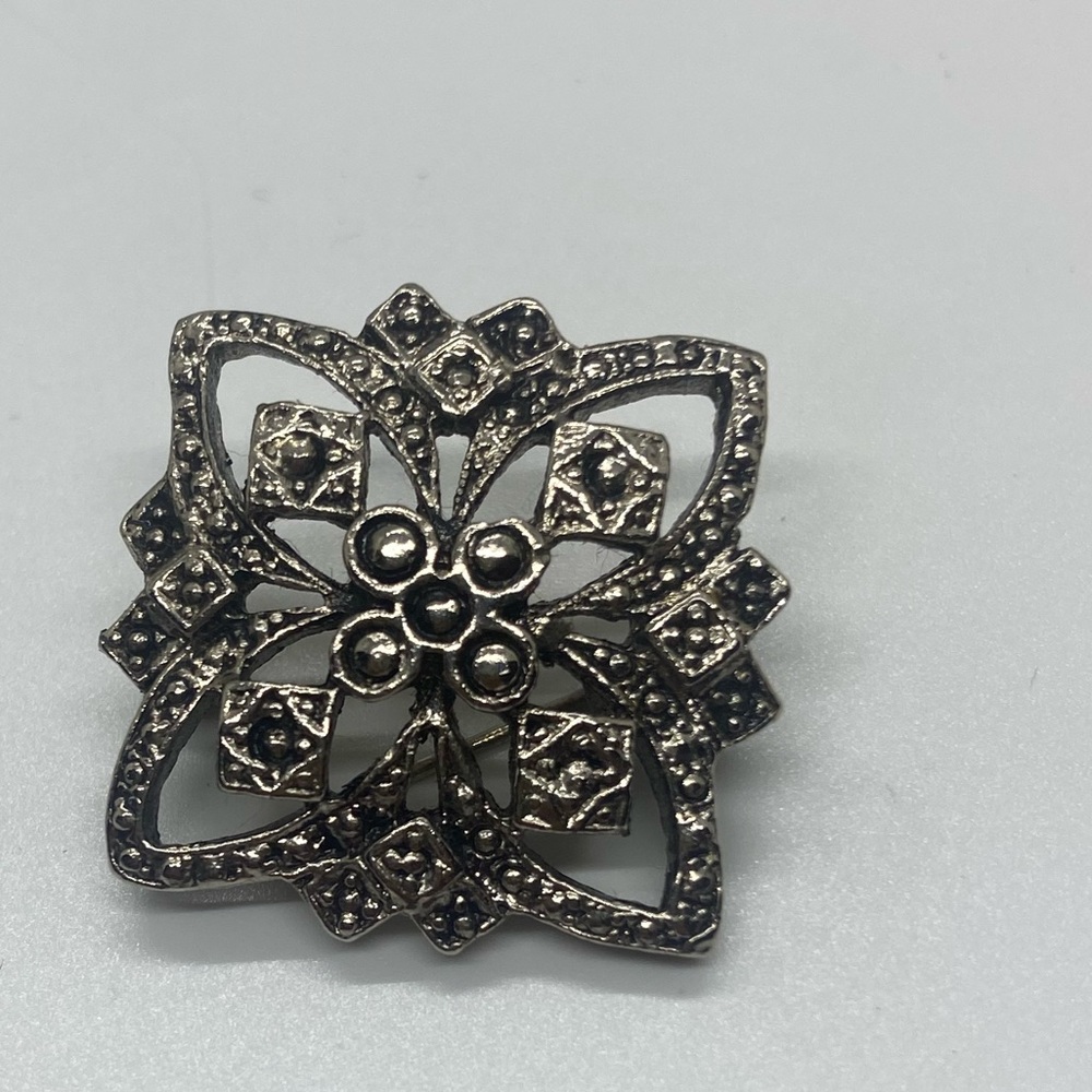 Vintage sterling silver marcasite brooch art deco style